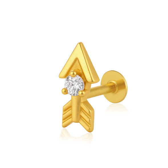 White CZ Arrow Motif Nose Pin – Sterling Silver Gold Plated