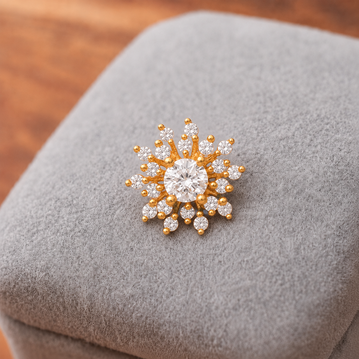 Gold Plated CZ Starburst Nose Pin – Sparkling Statement Floral Design