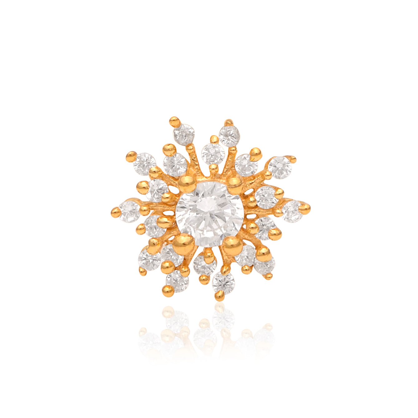 Gold Plated CZ Starburst Nose Pin – Sparkling Statement Floral Design