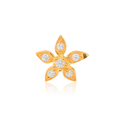 White CZ Star Flower Nose Pin - Sterling Silver Gold Plated