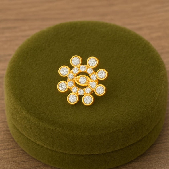 White CZ Circular Nose Pin - Sterling Silver Gold Plated