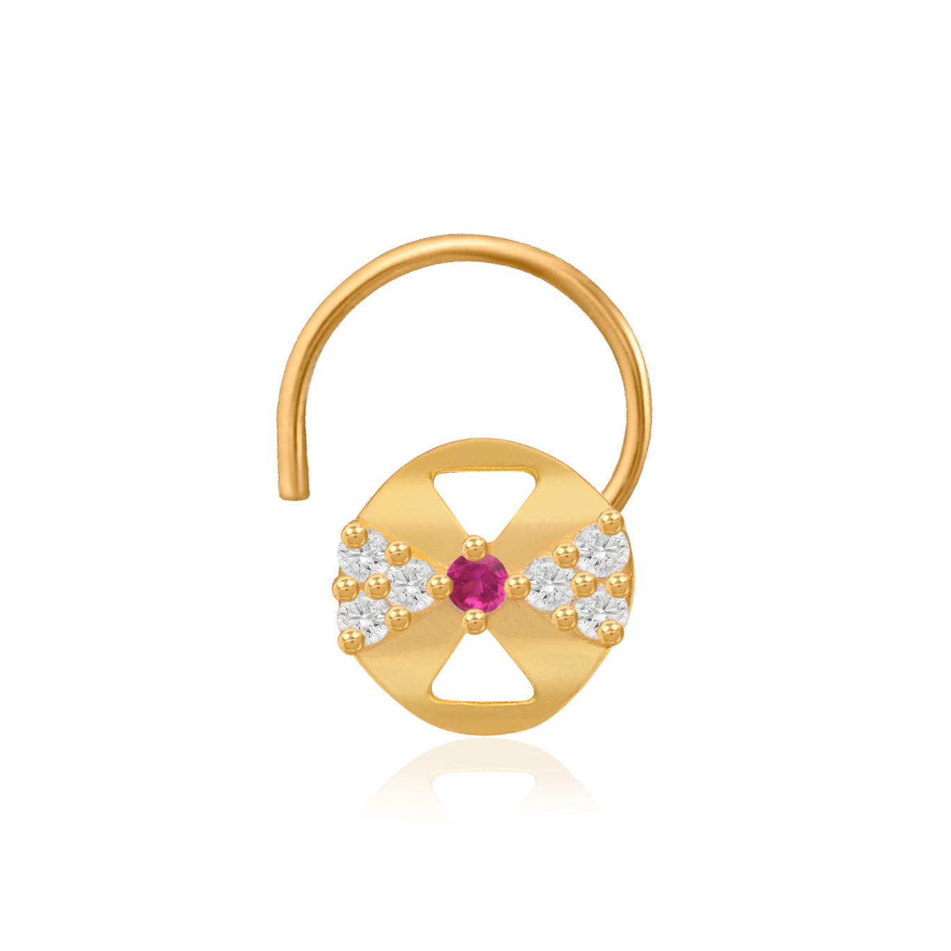 Multi Stone Minimalist Nose Pin – 925 Sterling Silver Yellow Plated