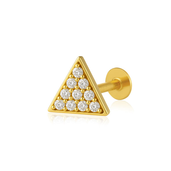 White CZ Pavé Triangle Nose Pin – Sterling Silver Gold Plated