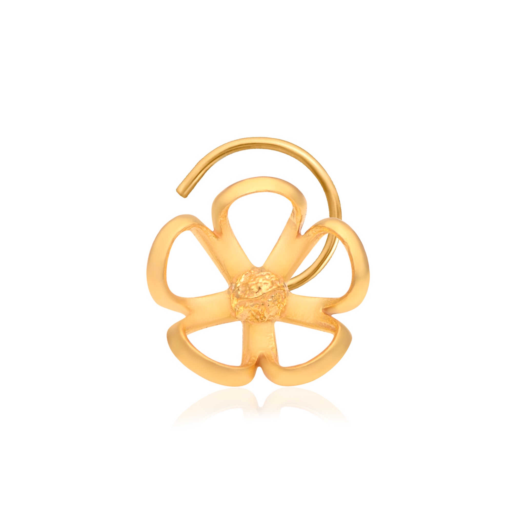 Minimalist Floral Openwork Nose Pin – 925 Sterling Silver Yellow Plated