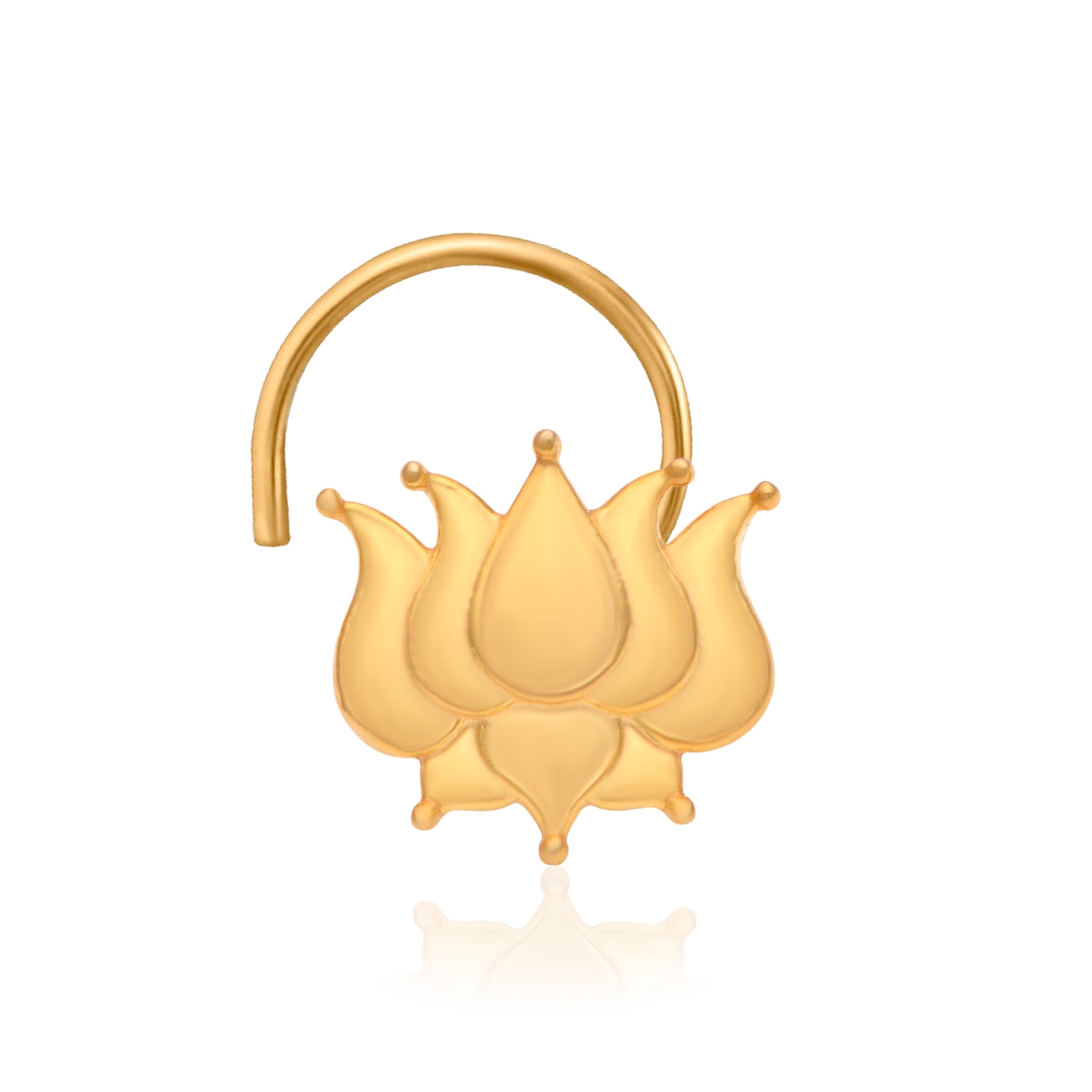 Gold Plated Lotus Nose Pin – Traditional Floral Ethnic Design