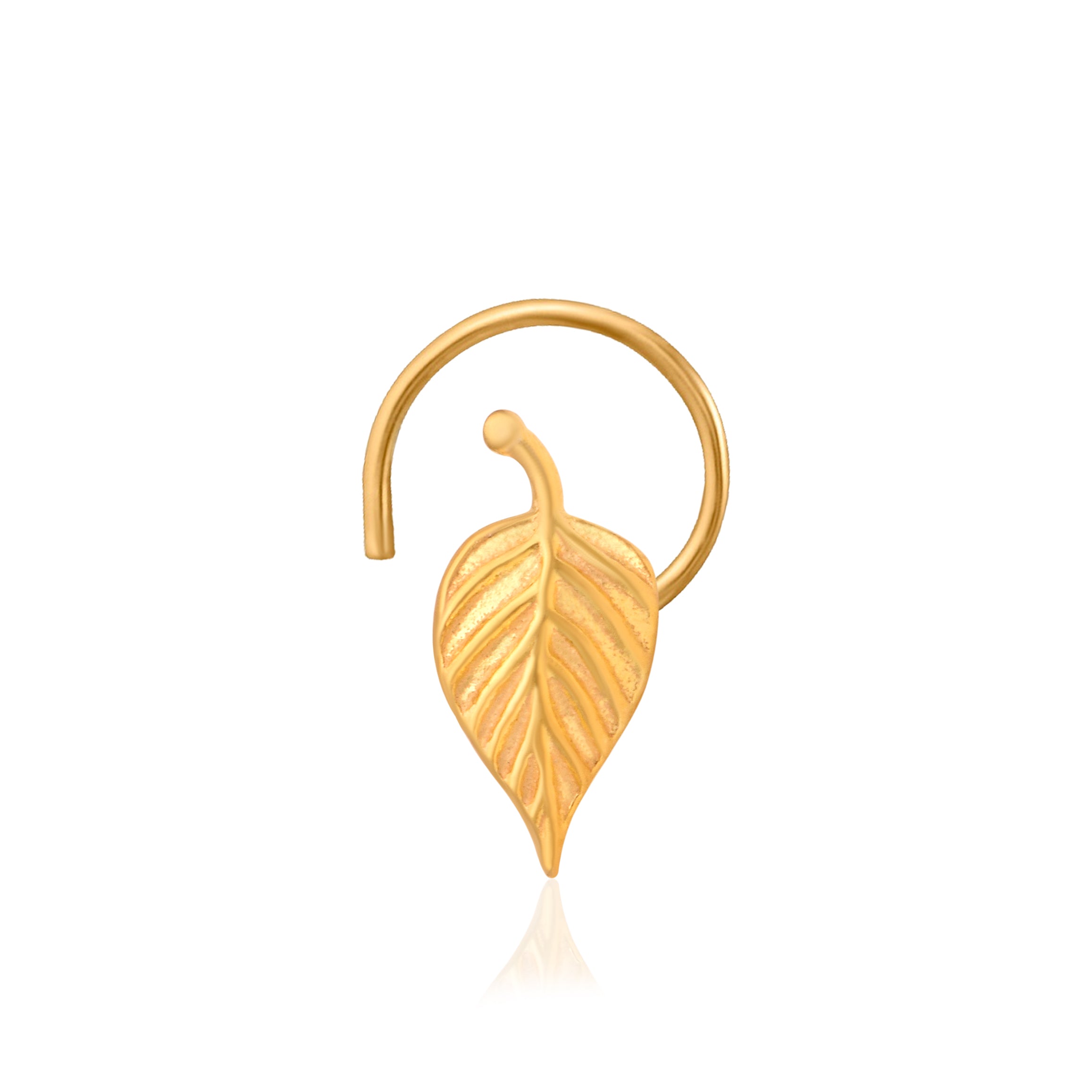 Gold Plated Leaf Nose Pin – Nature Inspired Minimal Ethnic Design