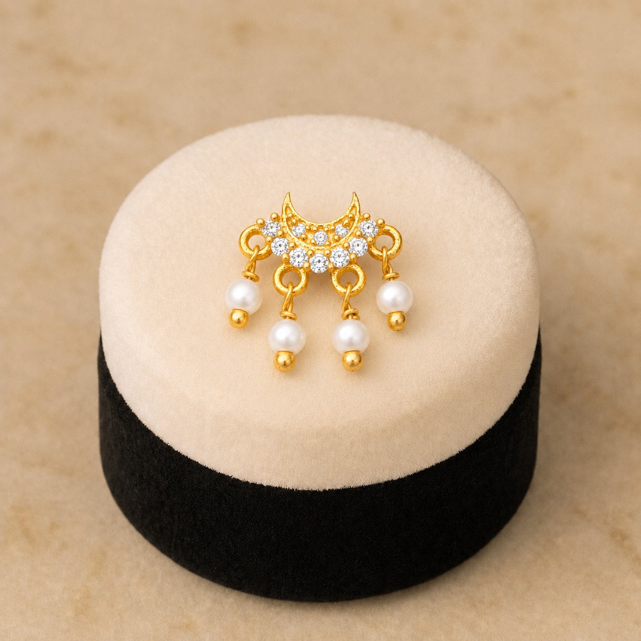 Pearl Dangle Nose Pin - Gold Plated 925 Sterling Silver