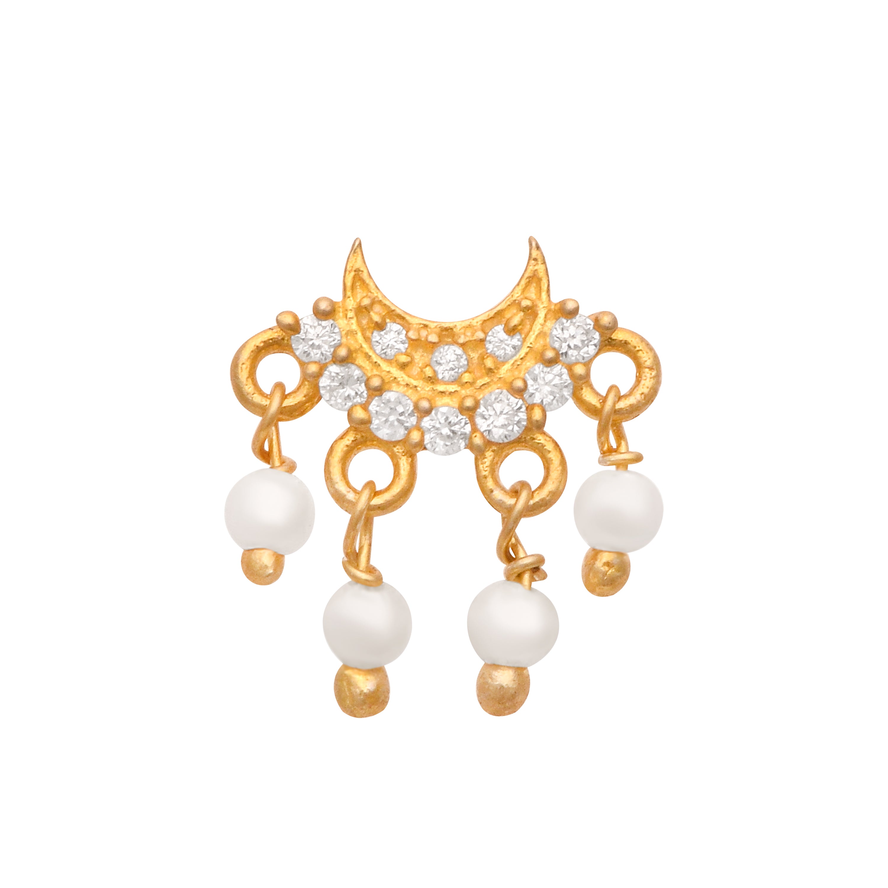 Pearl Dangle Nose Pin - Gold Plated 925 Sterling Silver