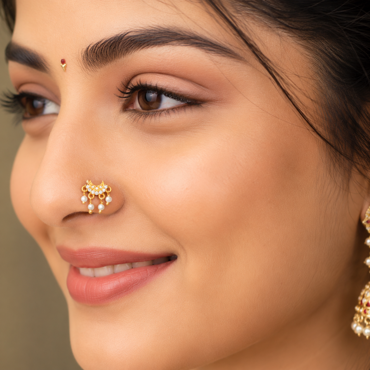 Pearl Dangle Nose Pin - Gold Plated 925 Sterling Silver