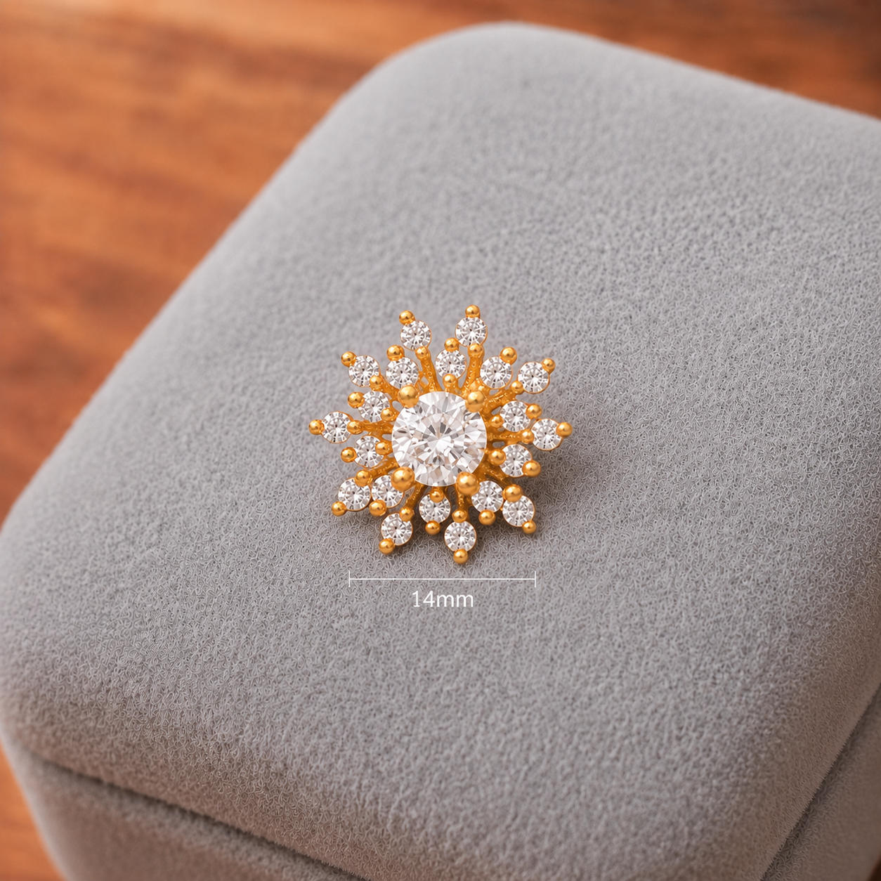 Gold Plated CZ Burst Nose Pin – Sparkling Firework Floral Statement Design