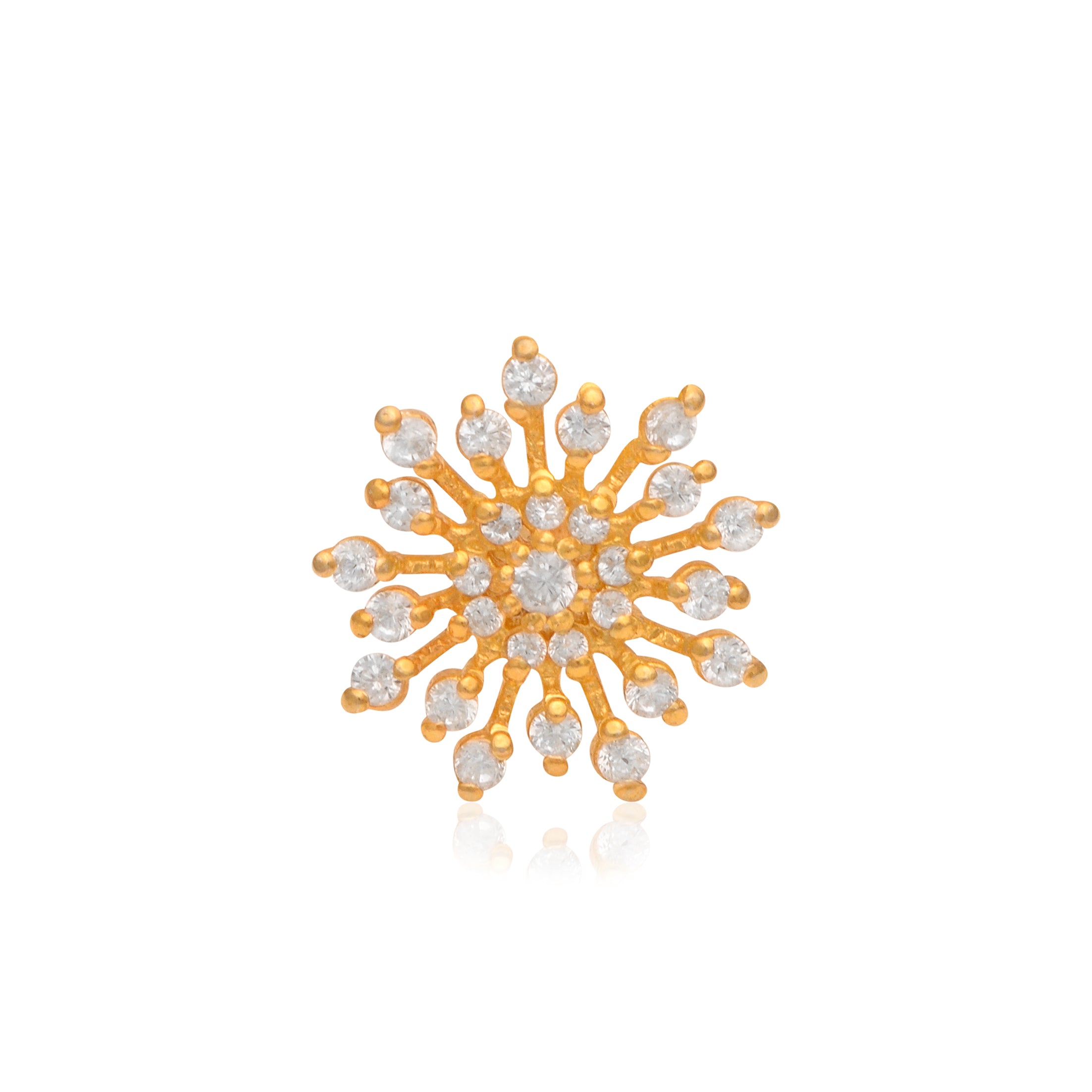 Gold Plated CZ Burst Nose Pin – Sparkling Firework Floral Statement Design