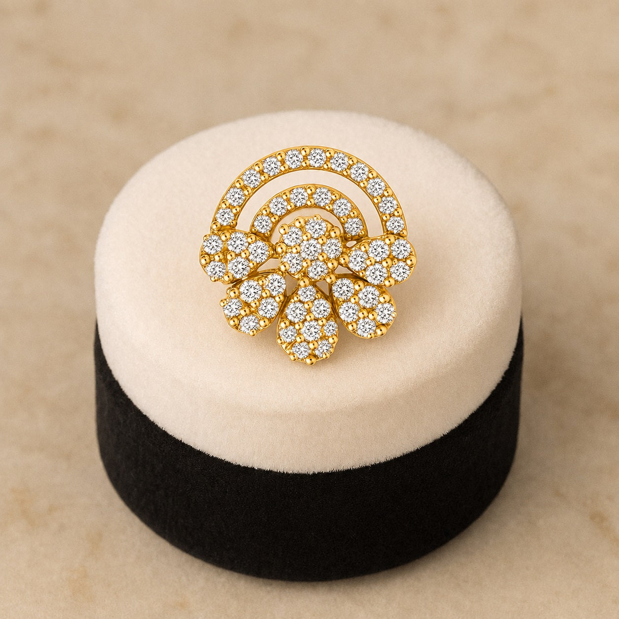 Floral White CZ Nose Pin - Gold Plated 925 Sterling Silver