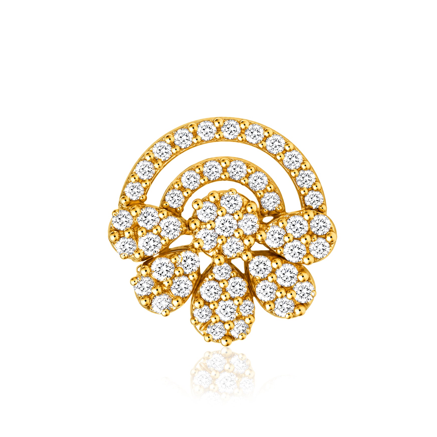 Floral White CZ Nose Pin - Gold Plated 925 Sterling Silver