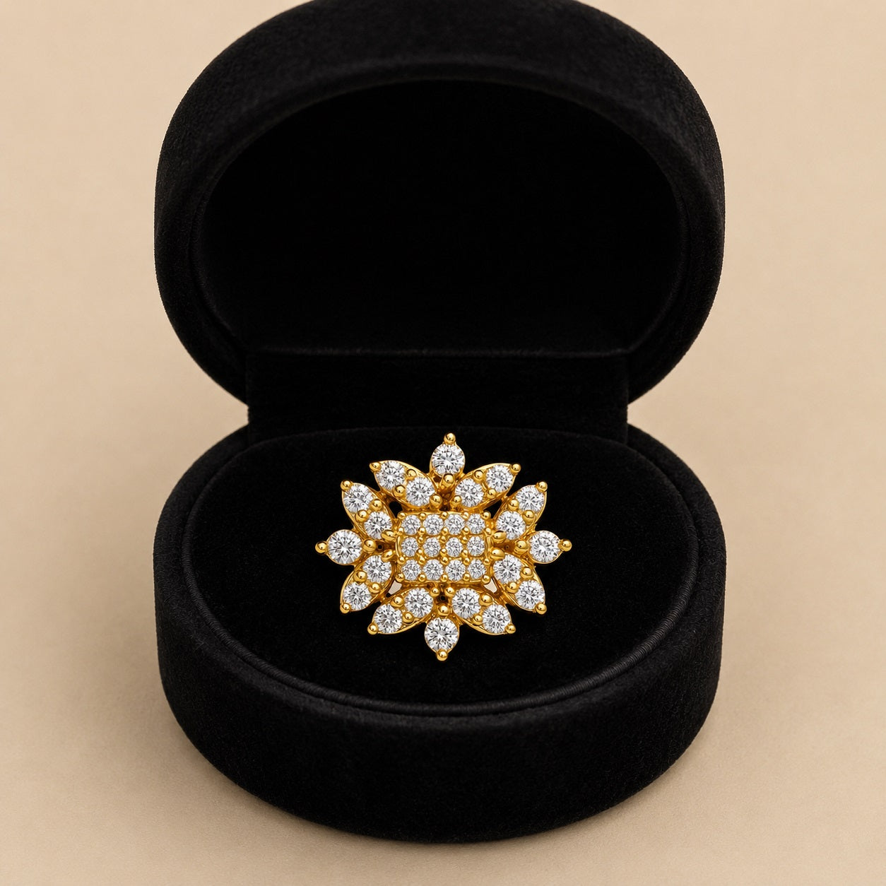 Floral Cluster CZ Nose Pin - Gold Plated 925 Sterling Silver