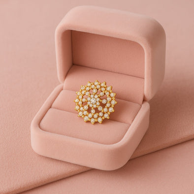 White CZ Mandala Cluster Floral Nose Pin – Sterling Silver Gold Plated