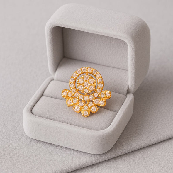 White CZ Ornate Floral Mandala Nose Pin – Sterling Silver Gold Plated