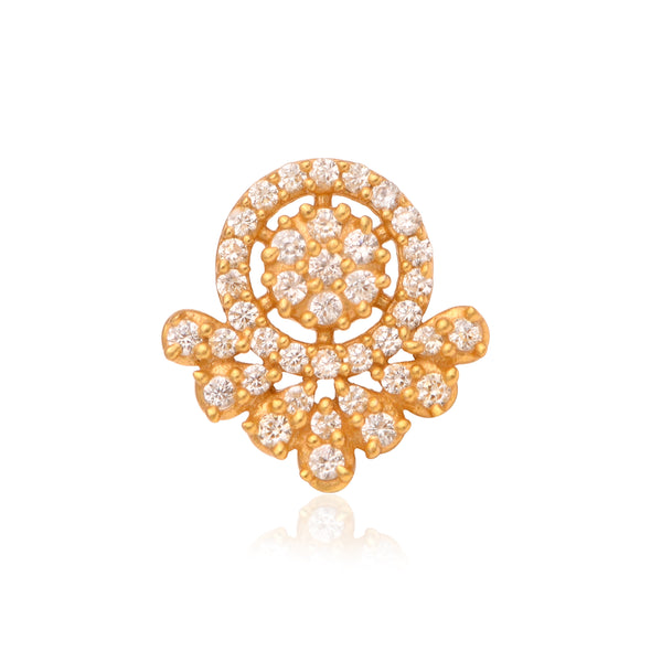 White CZ Ornate Floral Mandala Nose Pin – Sterling Silver Gold Plated