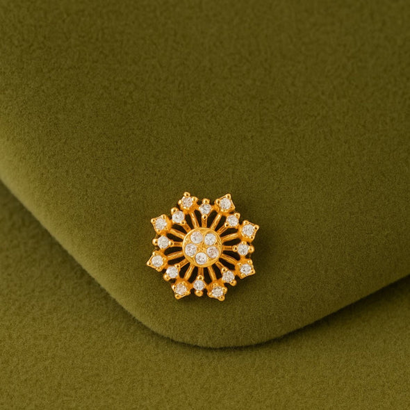 White CZ Sunburst Floral Nose Pin – Sterling Silver Gold Plated
