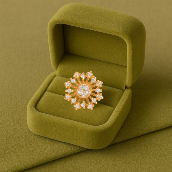 White CZ Sunburst Floral Nose Pin – Sterling Silver Gold Plated