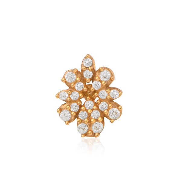 White CZ Petite Floral Cluster Blossom Nose Pin – Sterling Silver Gold Plated