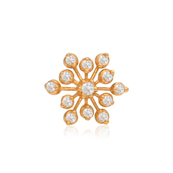 White CZ Starburst Snowflake Nose Pin – Sterling Silver Gold Plated