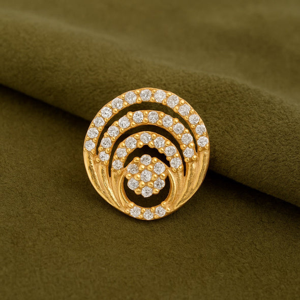 White CZ Concentric Circle Floral Design Nose Pin – Sterling Silver Gold Plated