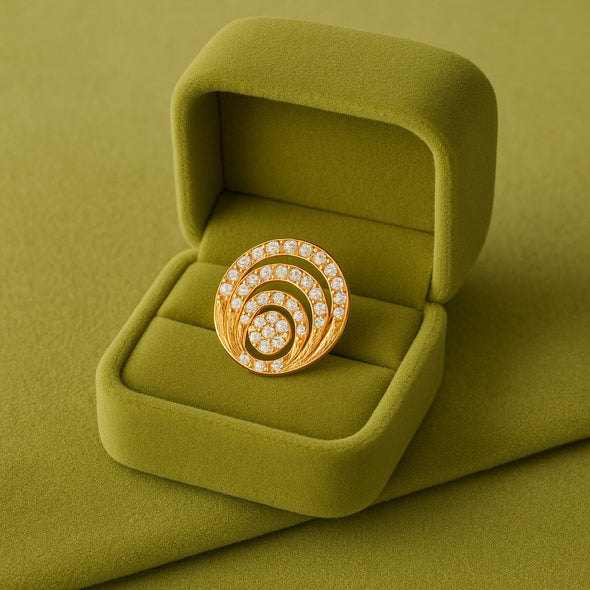 White CZ Concentric Circle Floral Design Nose Pin – Sterling Silver Gold Plated