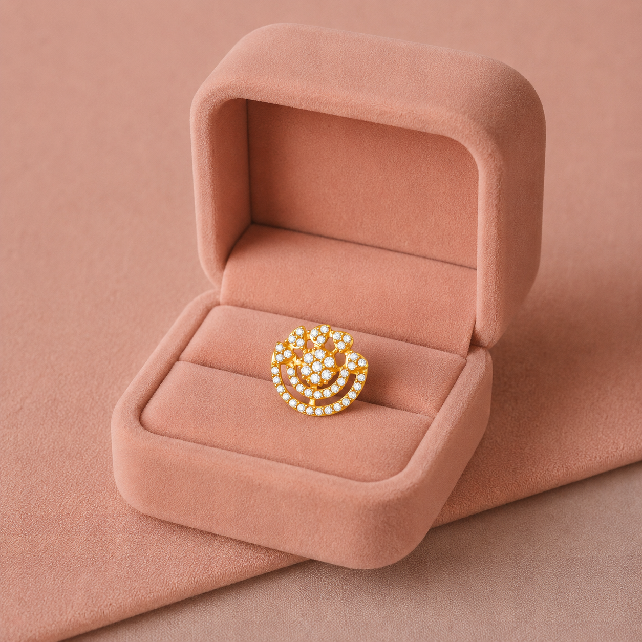 Gold Plated White CZ Floral Nose Pin – Crescent Statement Ethnic Design