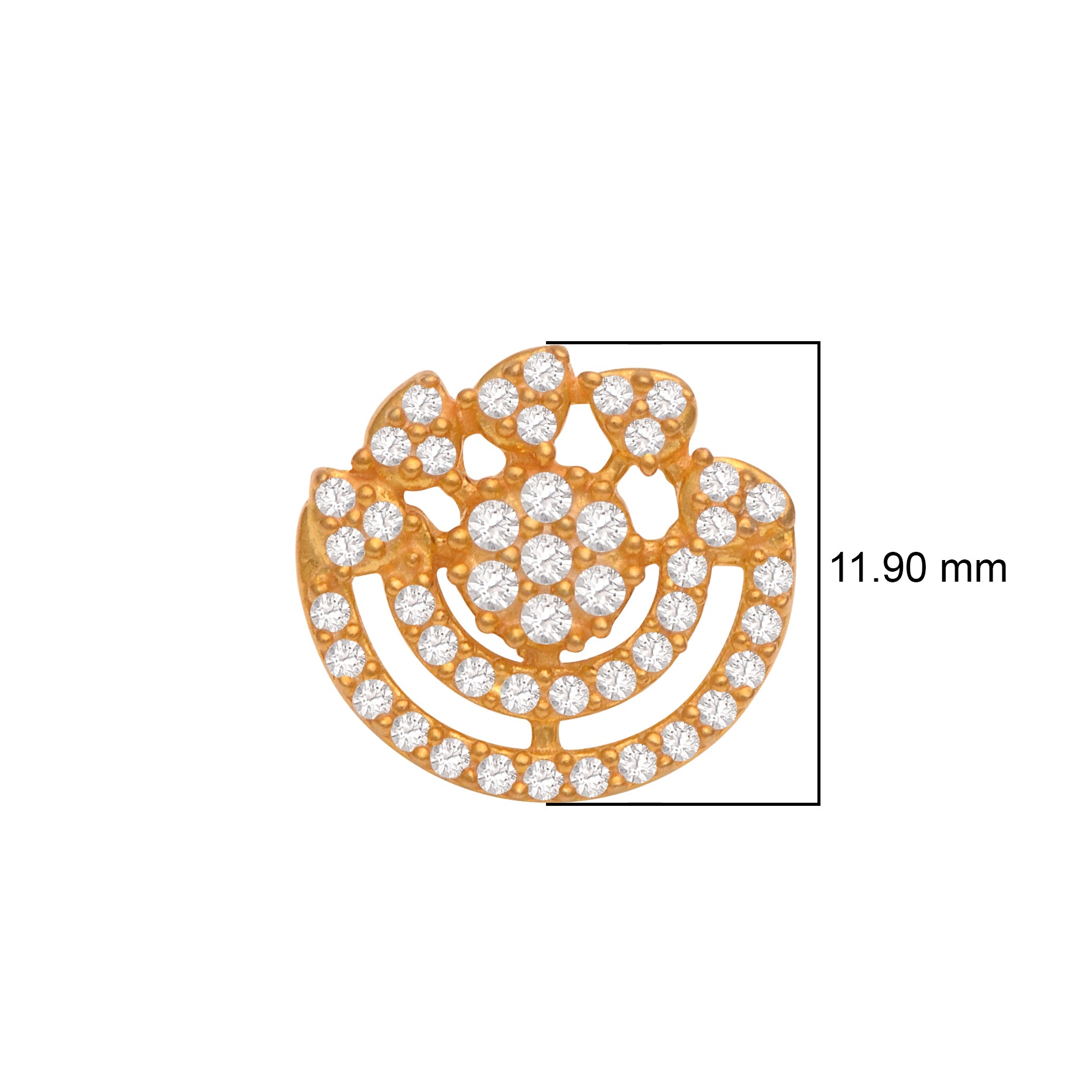 Gold Plated White CZ Floral Nose Pin – Crescent Statement Ethnic Design