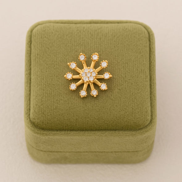 White CZ Floral Burst Design Nose Pin – Sterling Silver Gold Plated