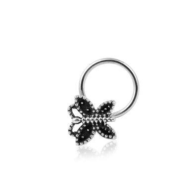 Textured Tribal Butterfly Nose Pin- Oxidized Sterling Silve