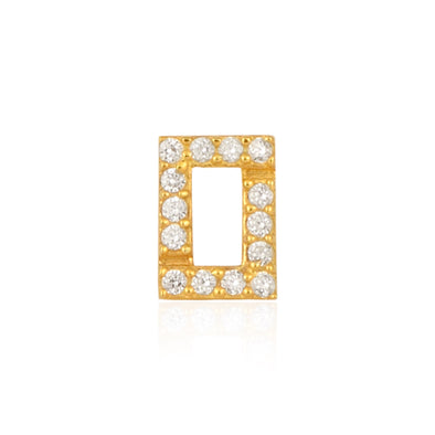 White CZ Rectangle Nose Pin - Sterling Silver Gold Plated