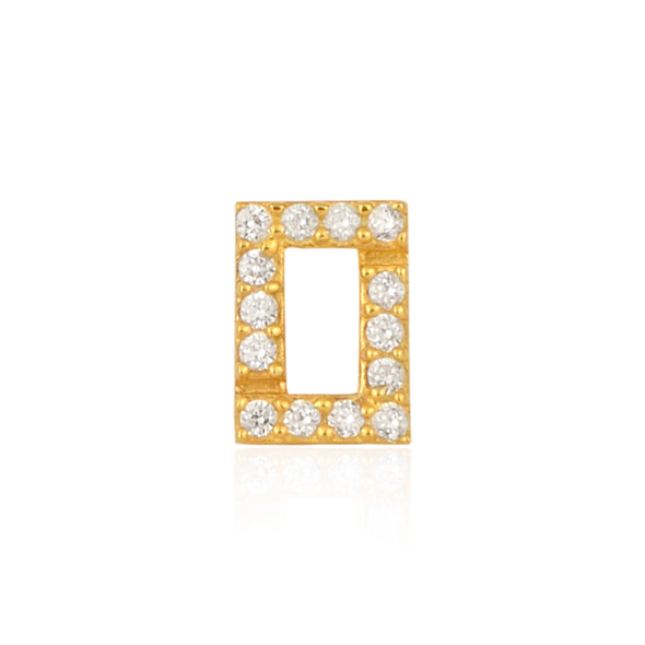 White CZ Rectangle Nose Pin - Sterling Silver Gold Plated