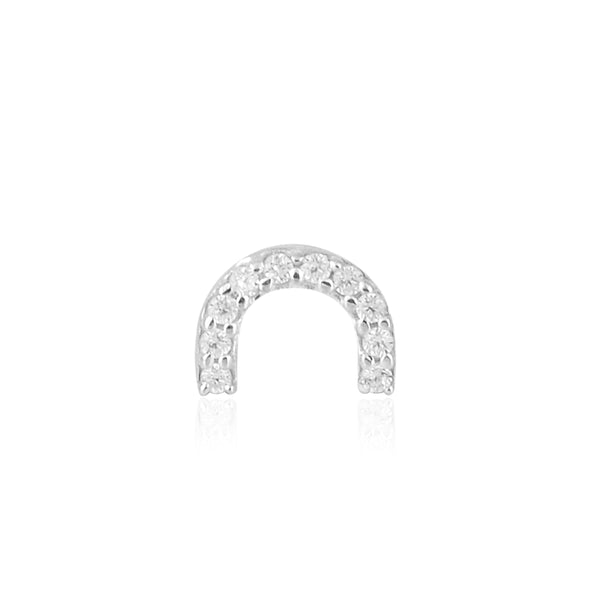 White CZ U-Shape Nose Pin - Sterling Silver