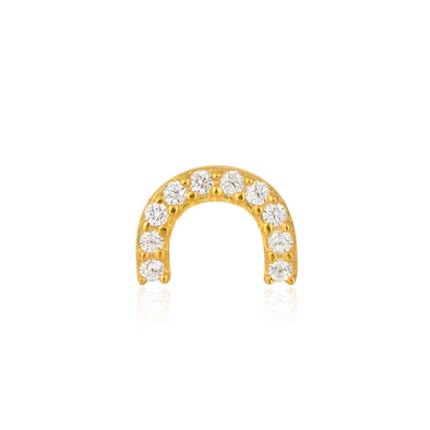 White CZ U-Shape Nose Pin - Sterling Silver Gold Plated