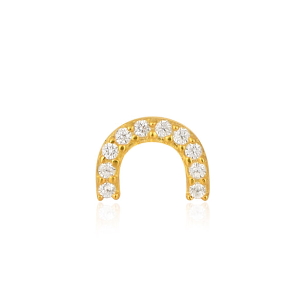 White CZ U-Shape Nose Pin - Sterling Silver Gold Plated