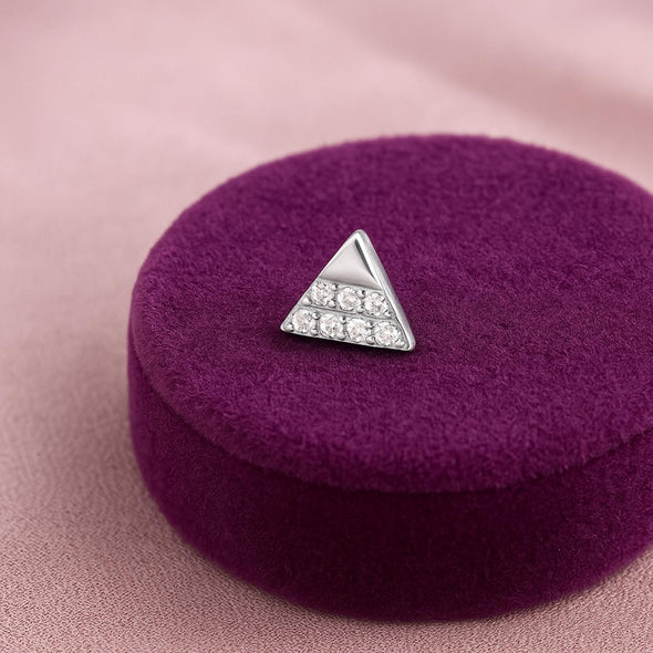 White CZ Triangle Nose Pin - Sterling Silver