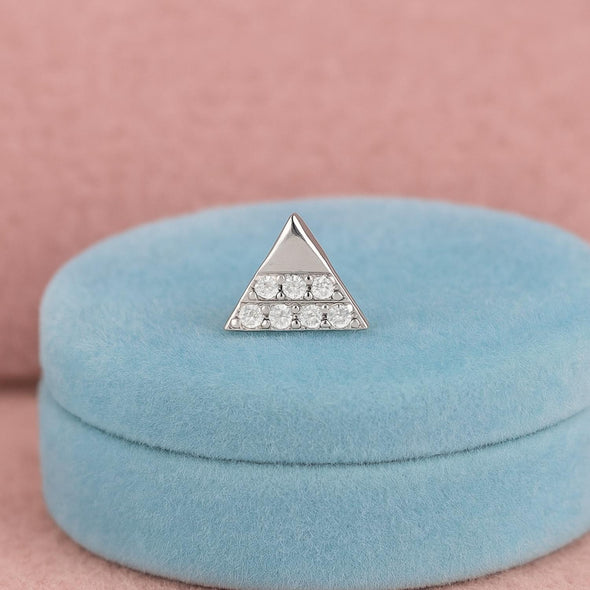 White CZ Triangle Nose Pin - Sterling Silver