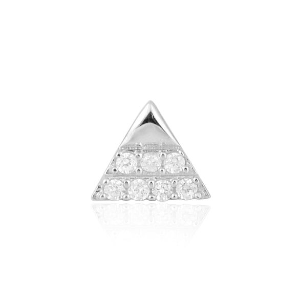 White CZ Triangle Nose Pin - Sterling Silver