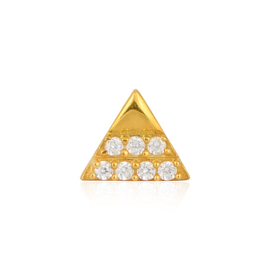 White CZ Triangle Nose Pin - Sterling Silver Gold Plated