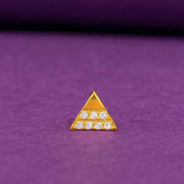 White CZ Triangle Nose Pin - Sterling Silver Gold Plated
