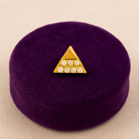 White CZ Triangle Nose Pin - Sterling Silver Gold Plated