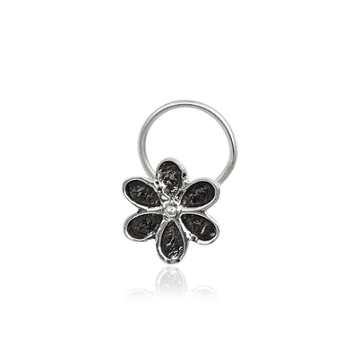 Floral Nose Pin - Sterling Silver Oxidized Plated