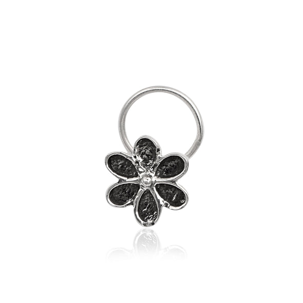 Floral Nose Pin - Sterling Silver Oxidized Plated