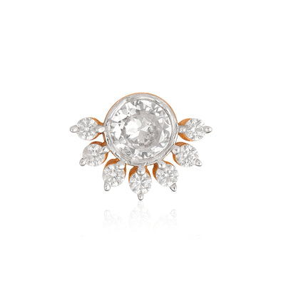 White CZ Sunburst Nose Pin - 925 Sterling Silver Gold Plated