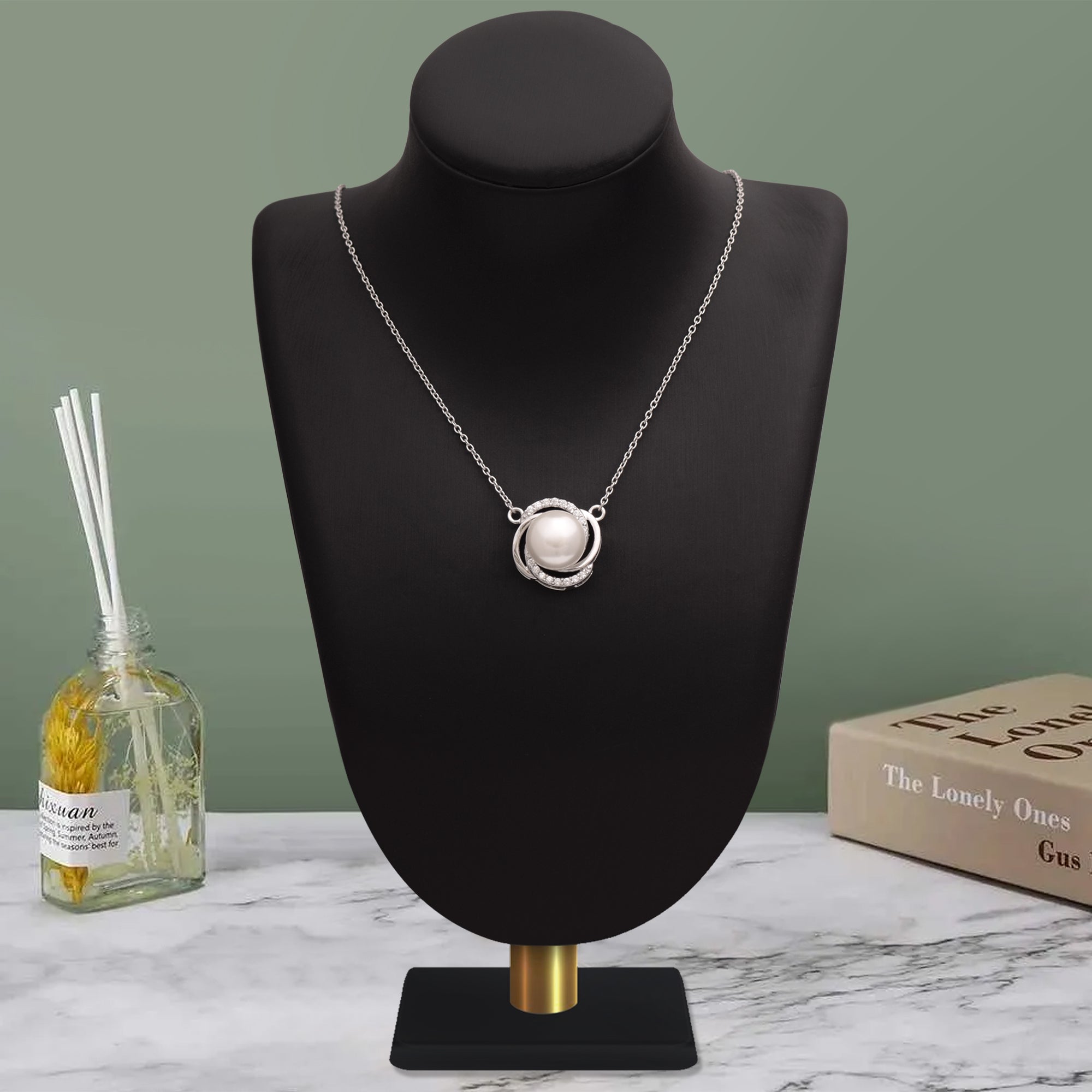 Pearl Infinity Swirl Necklace – Sterling Silver