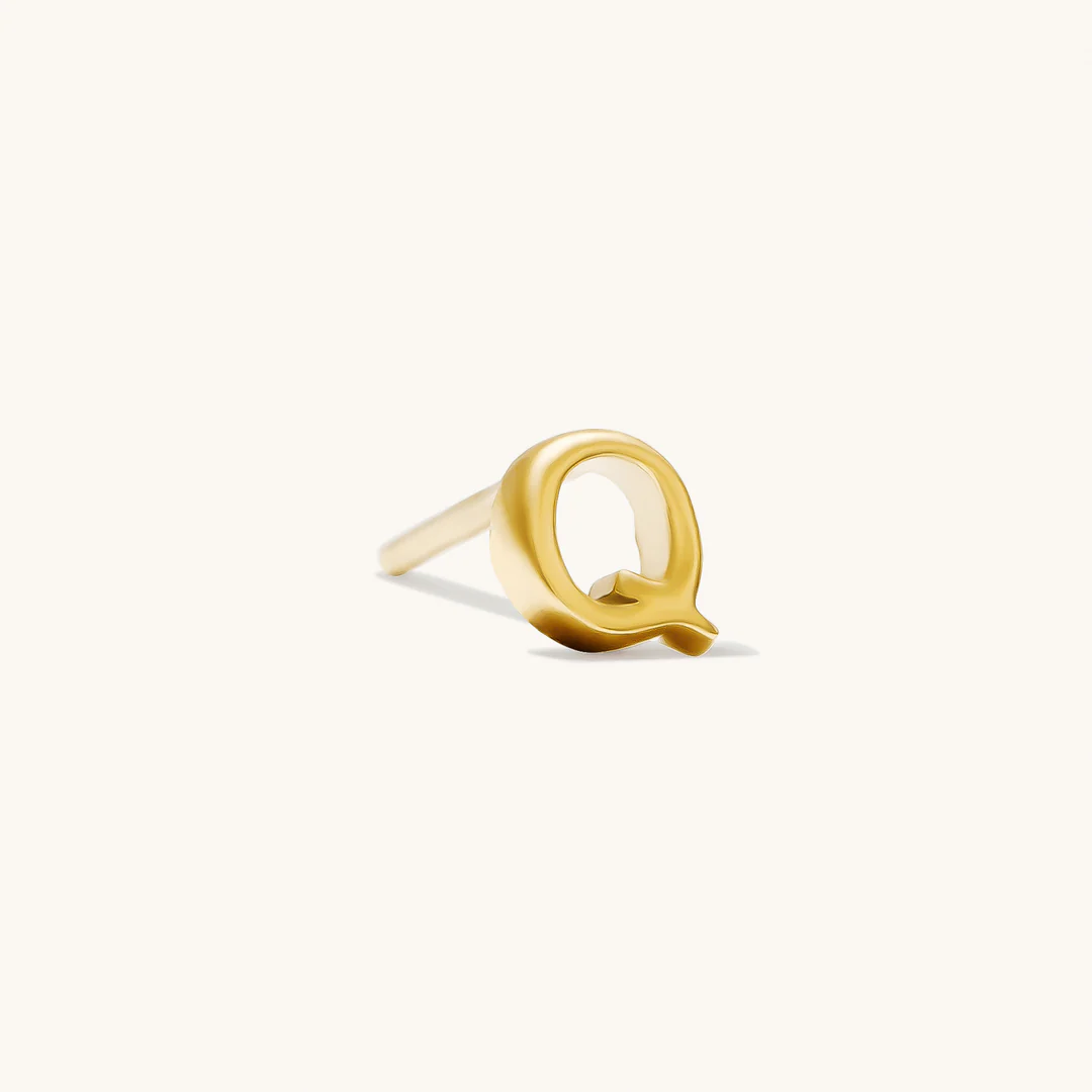 A to Z Initial Alphabet Studs Earrings – Sterling Silver Yellow Plated