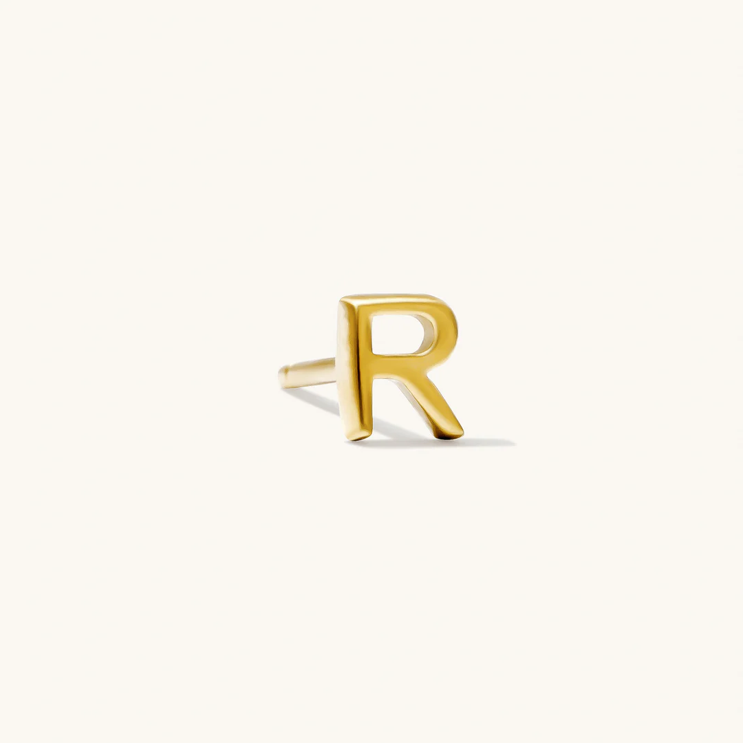 A to Z Initial Alphabet Studs Earrings – Sterling Silver Yellow Plated