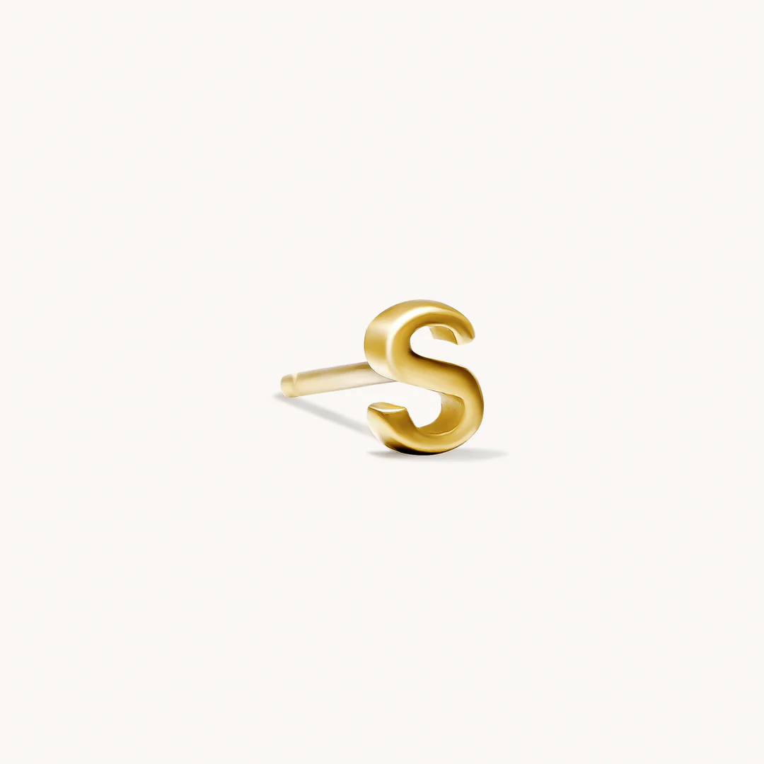 A to Z Initial Alphabet Studs Earrings – Sterling Silver Yellow Plated