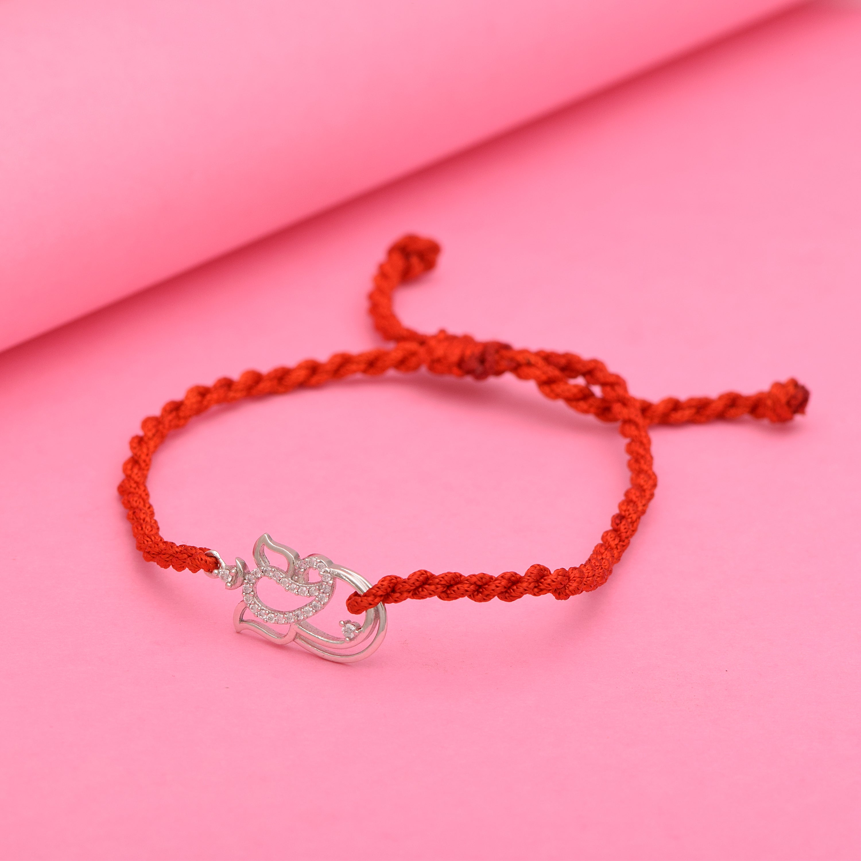 Om Symbol Thread Rakhi Bracelet - Sterling Silver